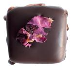 Rose Turkish Delight: The finest imported Turkish Delight hand-dipped in 70% organic chocolate, hand decorated with a rose petal